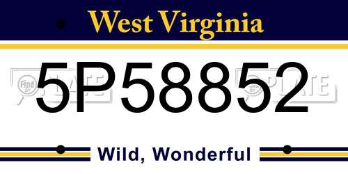 5P58852 West Virginia License Plate