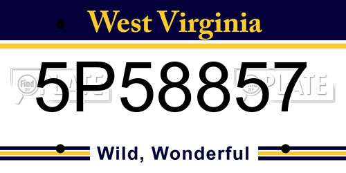 5P58857 West Virginia License Plate