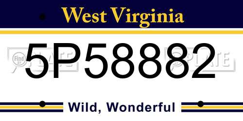 5P58882 West Virginia License Plate