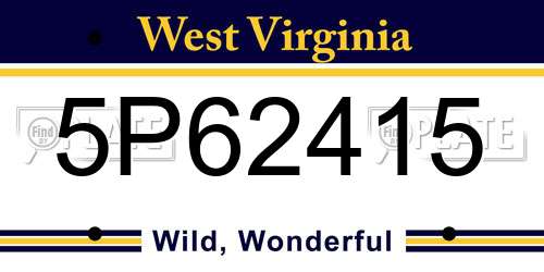 5P62415 West Virginia License Plate