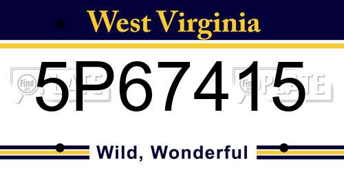 5P67415 West Virginia License Plate