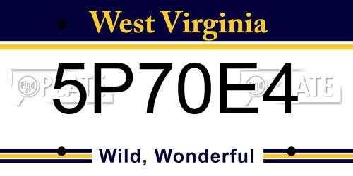 5P70E4 West Virginia License Plate