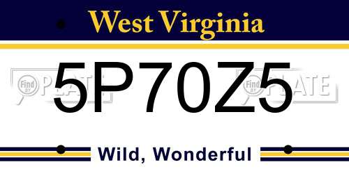 5P70Z5 West Virginia License Plate