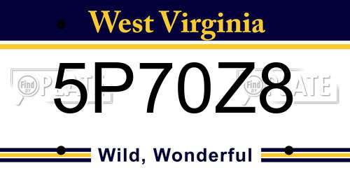 5P70Z8 West Virginia License Plate