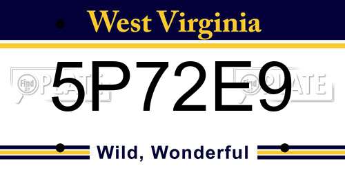 5P72E9 West Virginia License Plate