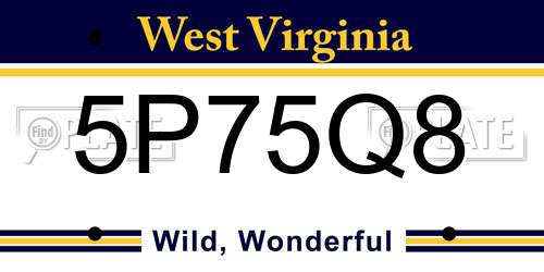 5P75Q8 West Virginia License Plate