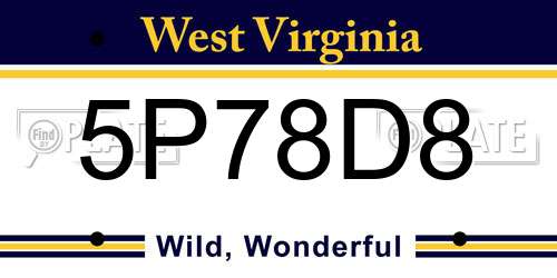 5P78D8 West Virginia License Plate