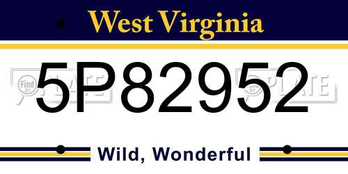 5P82952 West Virginia License Plate