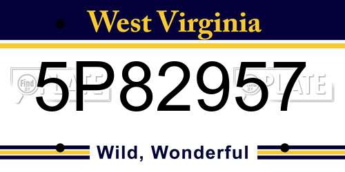 5P82957 West Virginia License Plate