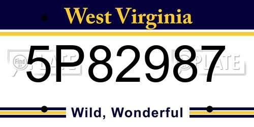 5P82987 West Virginia License Plate