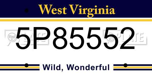 5P85552 West Virginia License Plate