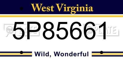 5P85661 West Virginia License Plate