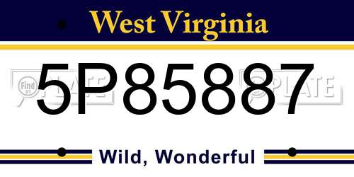 5P85887 West Virginia License Plate