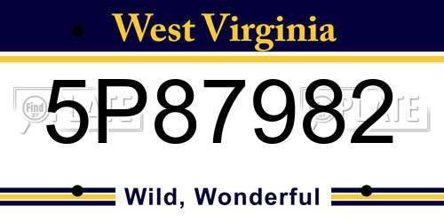 5P87982 West Virginia License Plate
