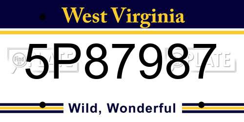 5P87987 West Virginia License Plate
