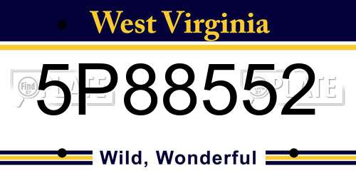 5P88552 West Virginia License Plate