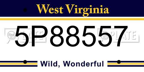 5P88557 West Virginia License Plate