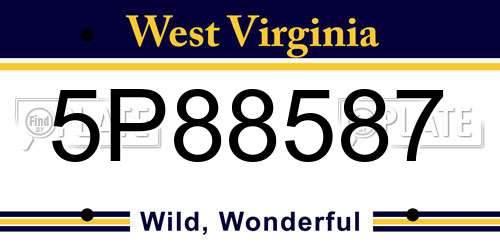 5P88587 West Virginia License Plate