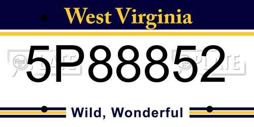 5P88852 West Virginia License Plate