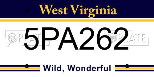 5PA262 West Virginia License Plate