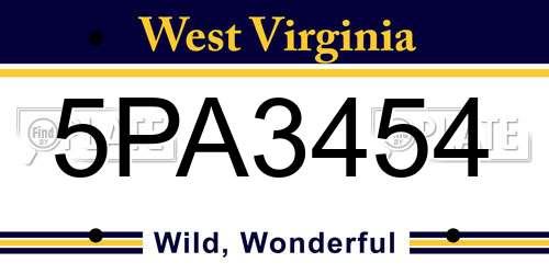 5PA3454 West Virginia License Plate