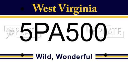 5PA500 West Virginia License Plate