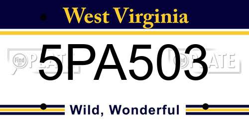 5PA503 West Virginia License Plate