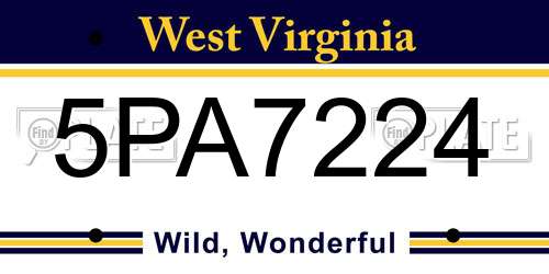 5PA7224 West Virginia License Plate
