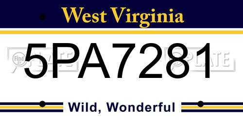 5PA7281 West Virginia License Plate