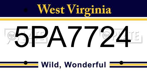 5PA7724 West Virginia License Plate