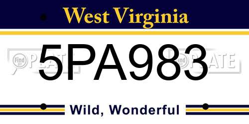 5PA983 West Virginia License Plate