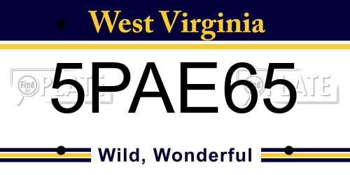 5PAE65 West Virginia License Plate