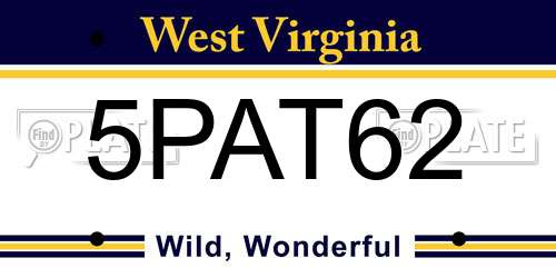 5PAT62 West Virginia License Plate