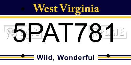 5PAT781 West Virginia License Plate