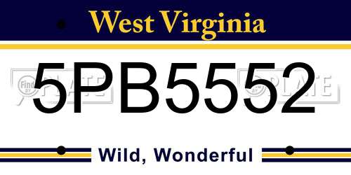 5PB5552 West Virginia License Plate
