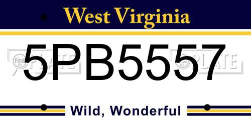 5PB5557 West Virginia License Plate