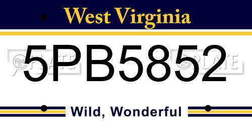 5PB5852 West Virginia License Plate