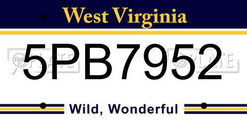 5PB7952 West Virginia License Plate