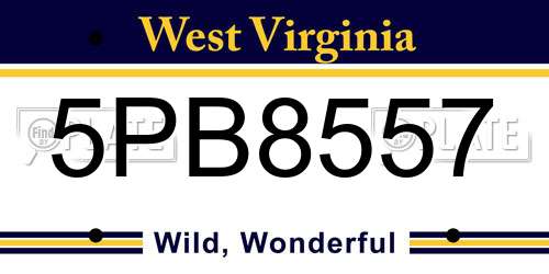 5PB8557 West Virginia License Plate