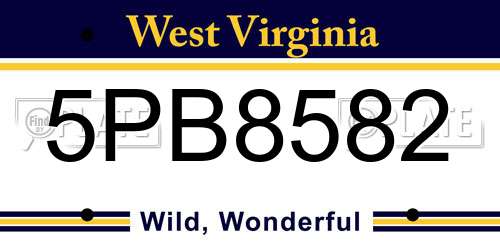 5PB8582 West Virginia License Plate