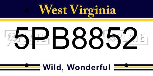 5PB8852 West Virginia License Plate