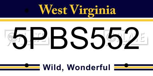 5PBS552 West Virginia License Plate