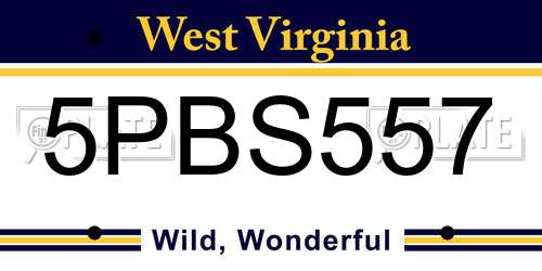 5PBS557 West Virginia License Plate