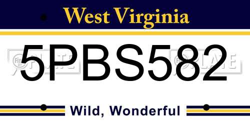 5PBS582 West Virginia License Plate
