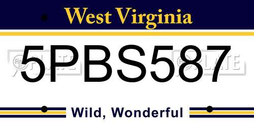 5PBS587 West Virginia License Plate
