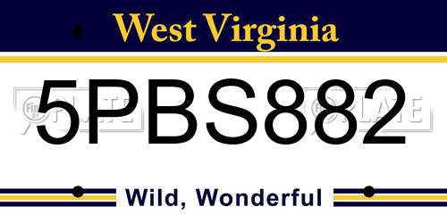 5PBS882 West Virginia License Plate
