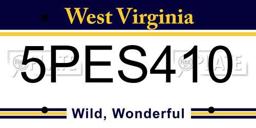 5PES410 West Virginia License Plate