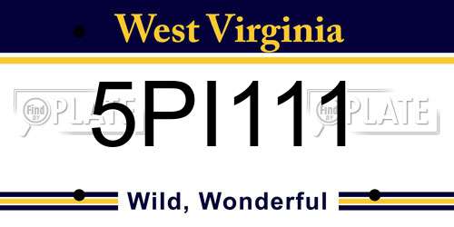 5PI111 West Virginia License Plate
