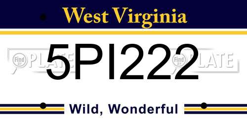 5PI222 West Virginia License Plate