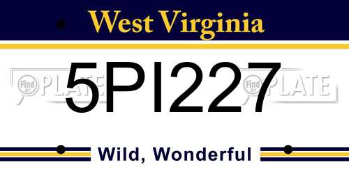 5PI227 West Virginia License Plate